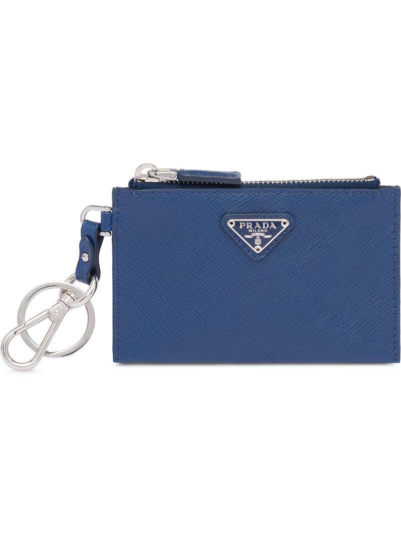 Prada Keychain Wallet in Blue for Men | Lyst