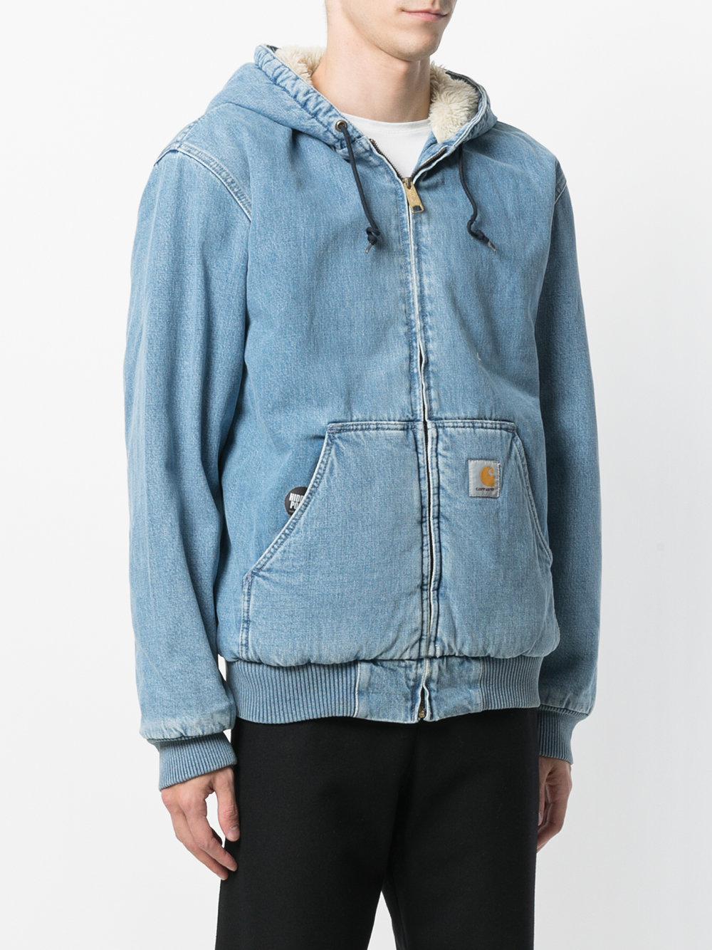 Carhartt Shearling Denim Jacket in Blue for Men | Lyst