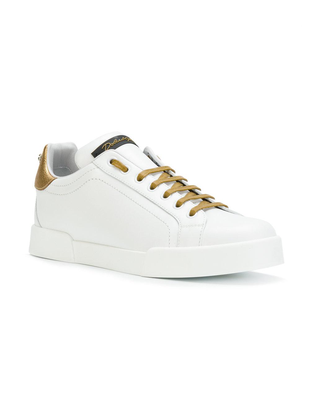 Dolce & Gabbana Leather Low Top Sneakers in White - Lyst