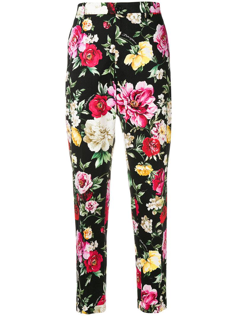 Dolce & Gabbana Floral Print Trousers in Black for Men | Lyst