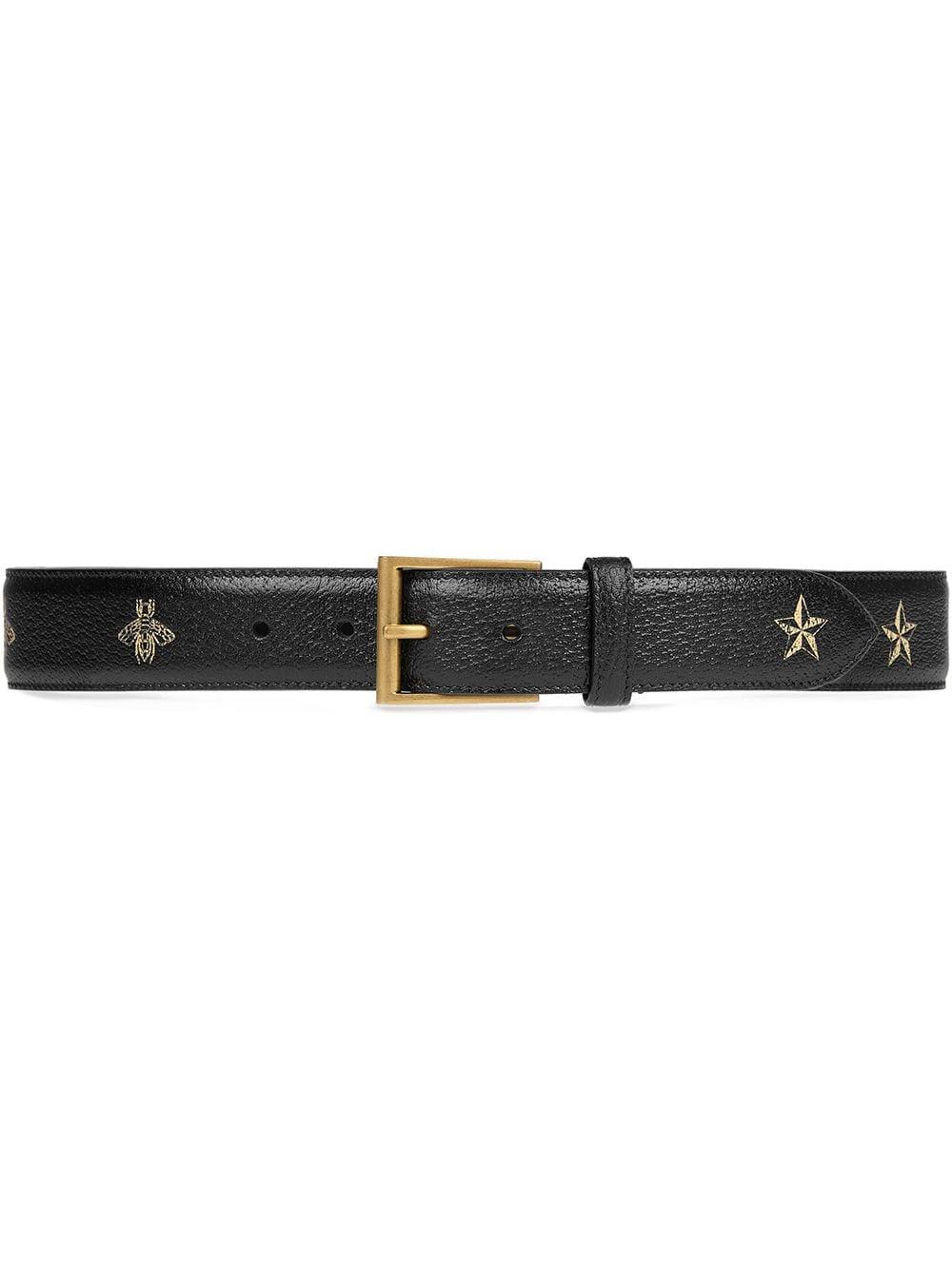 Gucci Bees And Stars Belt in Black for Men | Lyst