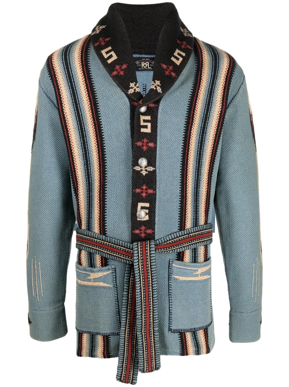 RRL Ranch Jacquard Cardigan in Blue for Men Lyst