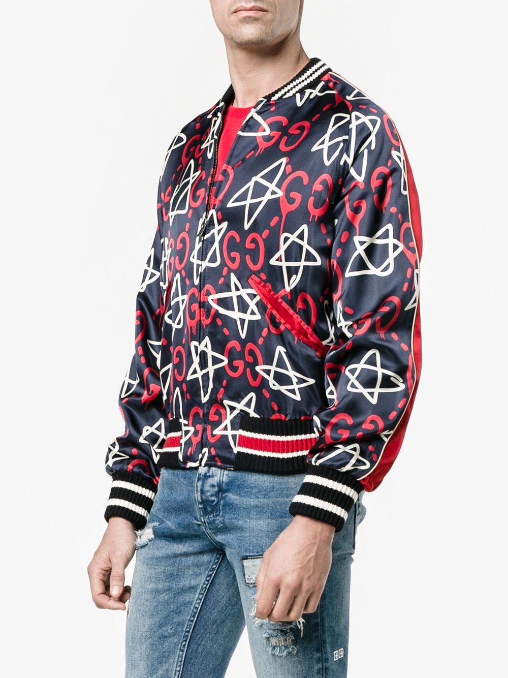 Gucci Synthetic Ghost Star Duchesse Bomber Jacket in Blue for Men | Lyst