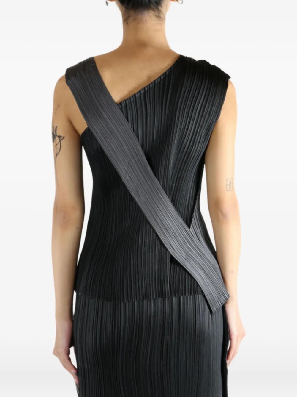 【新品未使用】POINTE ポワント　PLEATS PLEASE Pleats Please Issey Miyake Pointe Pleated Asymmetric Top in Black