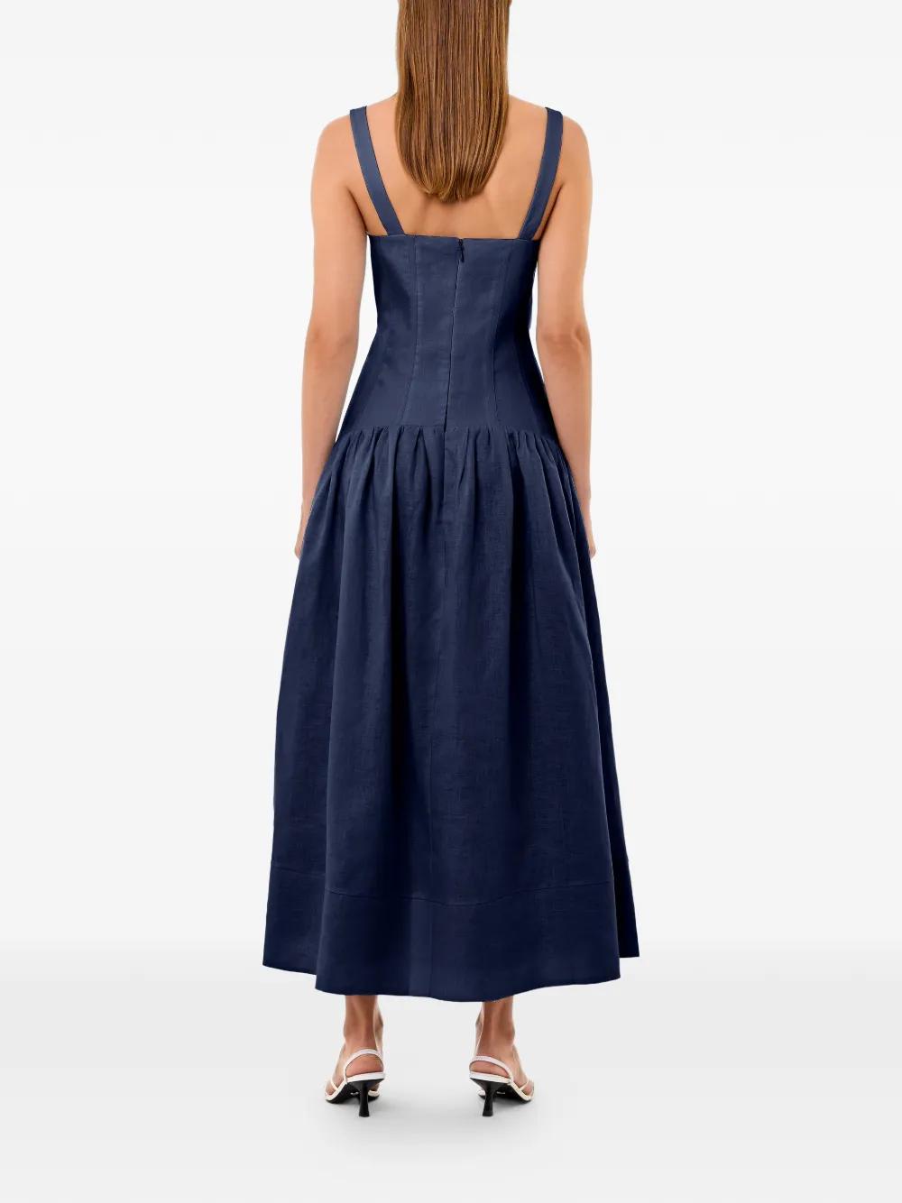 nicholas drenica drop waist corset midi dress Nicholas Makenna Drop-Waist Corset Midi Dress in Blue