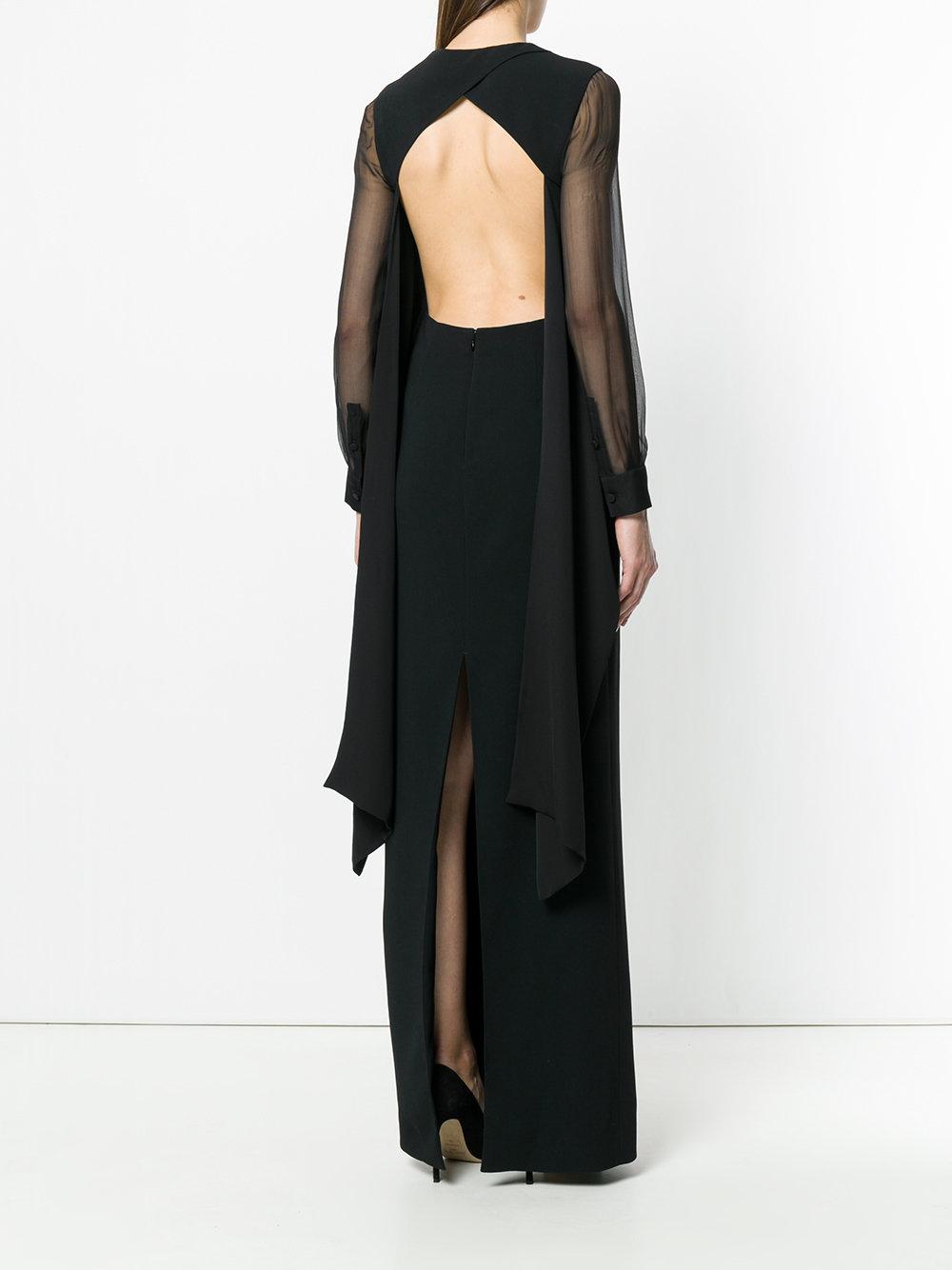 Givenchy Silk Sheer Sleeve Evening Dress in Black - Lyst