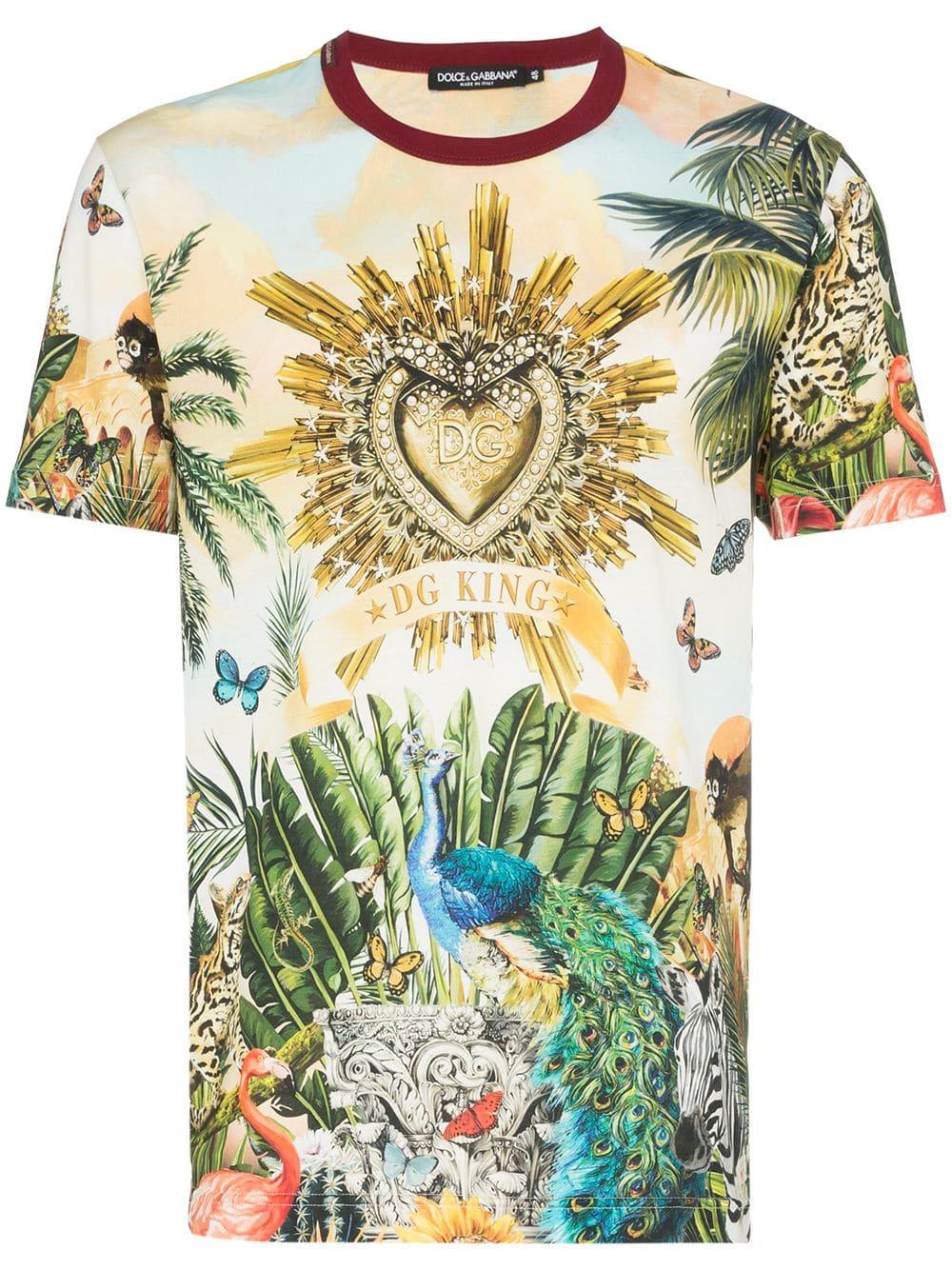 Dolce & Gabbana Cotton T-shirt With Tropical King Print for Men | Lyst