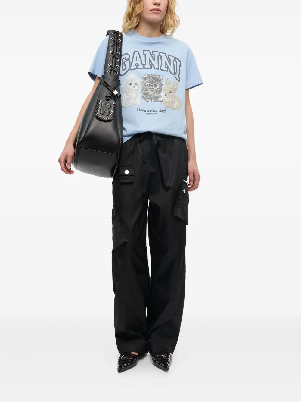 パンツ Ganni Tapered Sweatpants Black T2925099 T2925099SS22 Black Black Elasticated Curve Pants | GANNI US