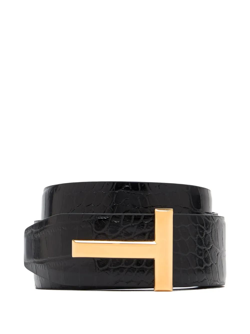 Tom Ford Crocodile-Embossed T-Buckle Belt in Black for Men Lyst