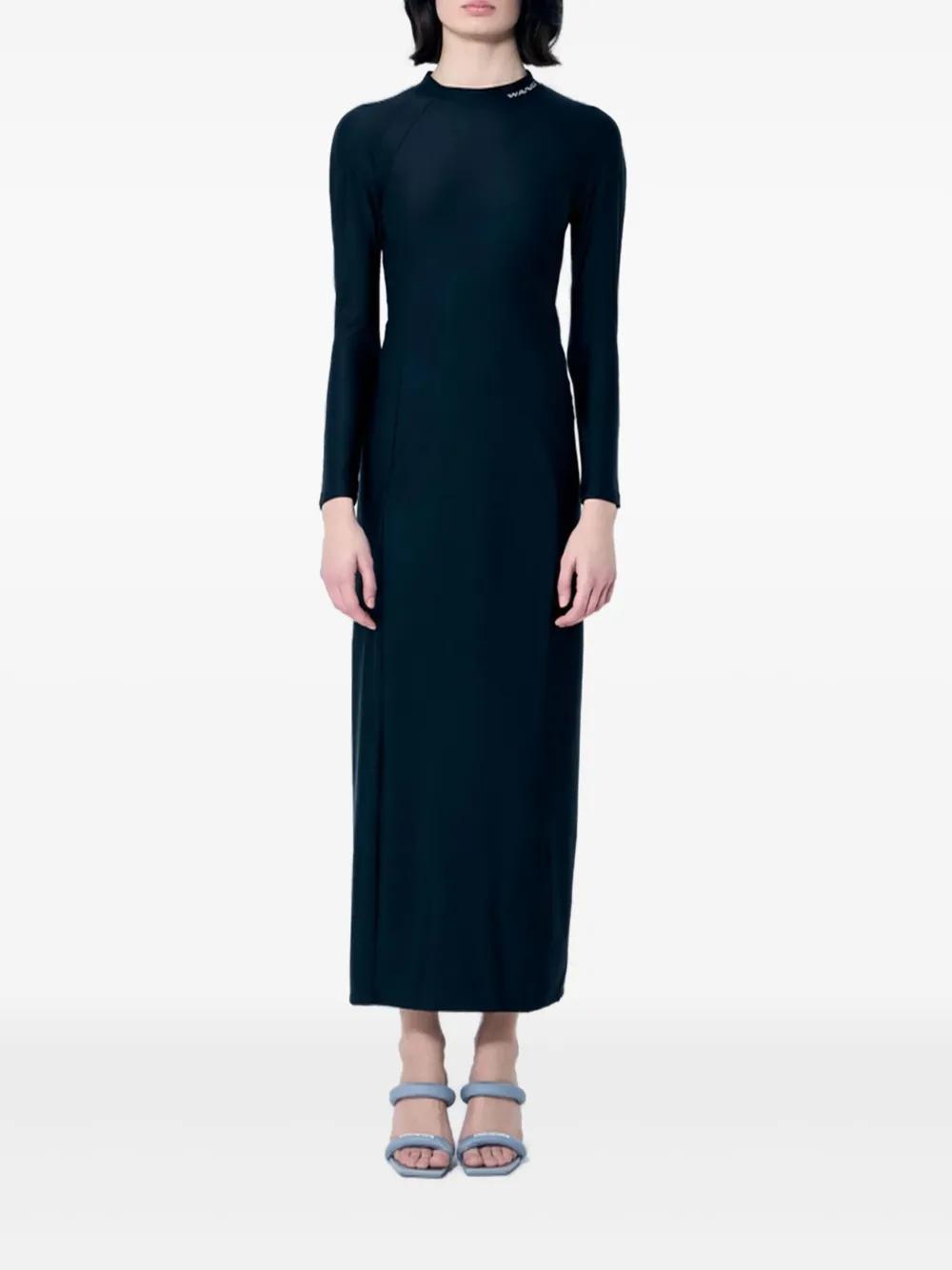 【関税&送料込】Alexander Wang Ls V-Neck Maxi Dress With Nam Black Ruched Wide V-Neck Maxi Dress by Alexander Wang on Sale