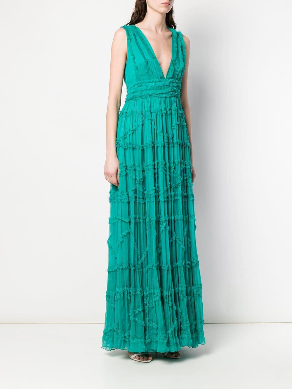 Just Cavalli Synthetic Long Crepon Gown in Green - Lyst