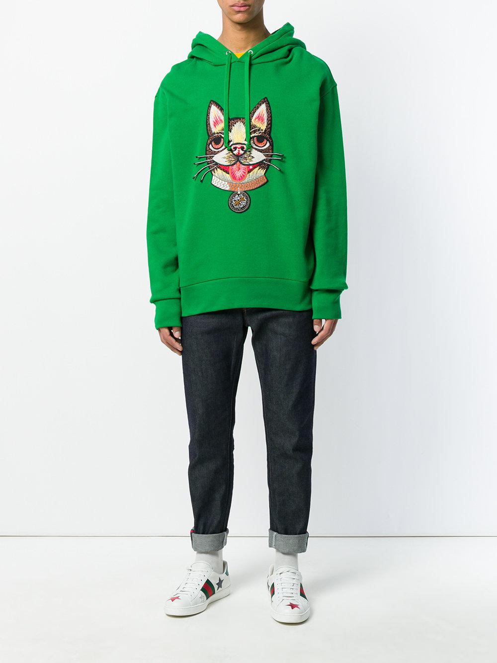 gucci dog embroidered sweatshirt