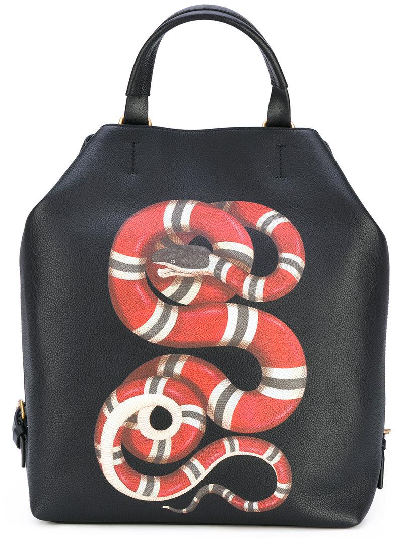 Gucci Kingsnake Print Backpack in Black for Men Lyst