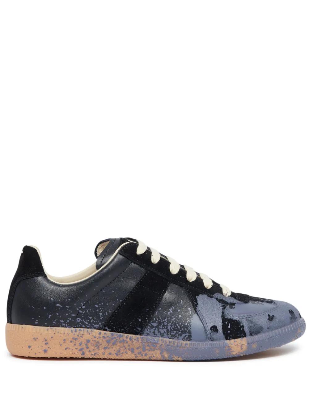 Maison Margiela スニーカー 本革レザー 白 黒 Paint Replica Maison Margiela White & Black Paint Replica Sneakers Maison