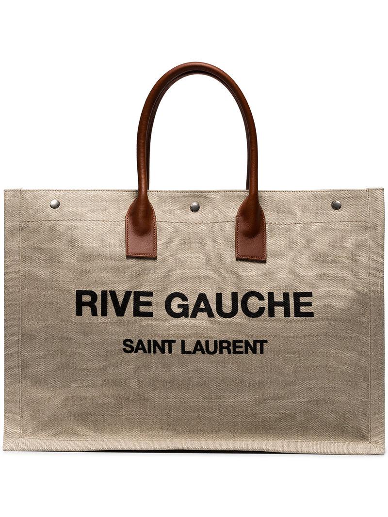 Saint Laurent Canvas Rive Gauche Large Noe Tote - Lyst