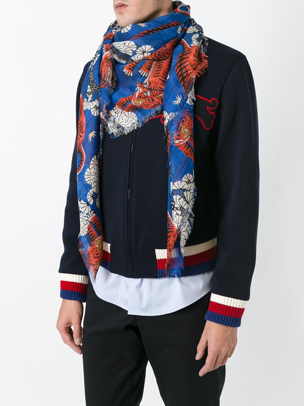 Gucci Silk Bengal Scarf in Blue for Men Lyst