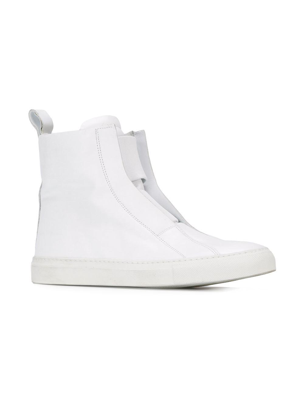 Odeur Leather Laceless Hi-top Sneakers in White - Lyst