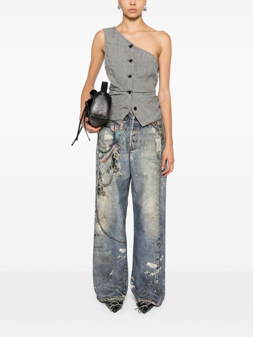 Acne Studios Keychain-Print Wide-Leg Jeans in Blue | Lyst