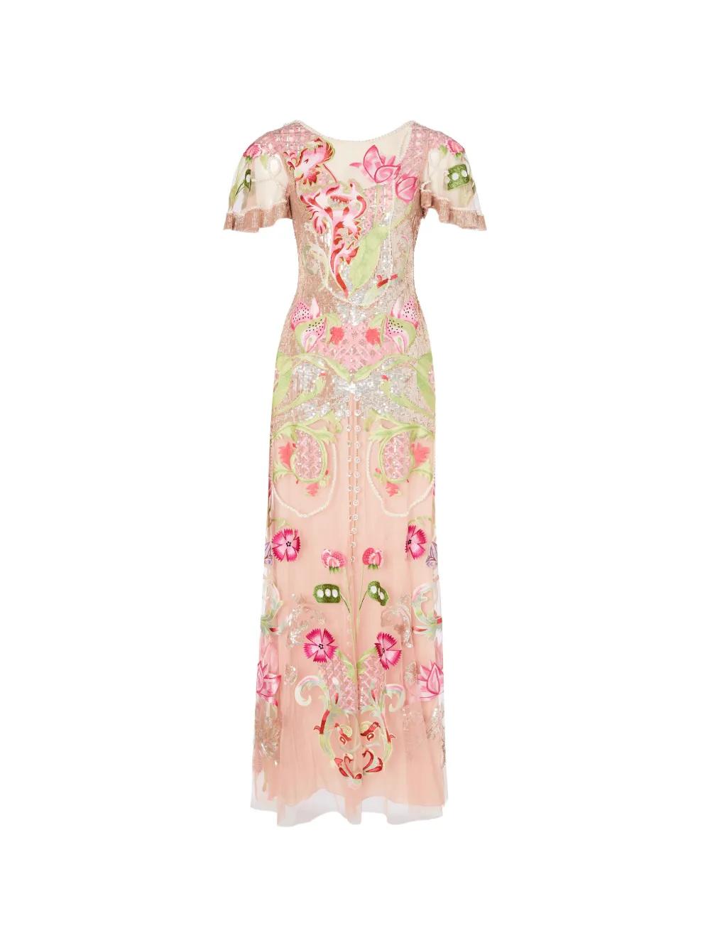 strapless open back dress Satin Long Sleeve Maxi Dress With Chiffon Hem | Shkye main image 1