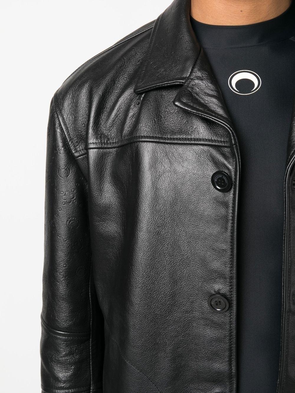 Marine Serre Embossed Monogram Leather Jacket In Black