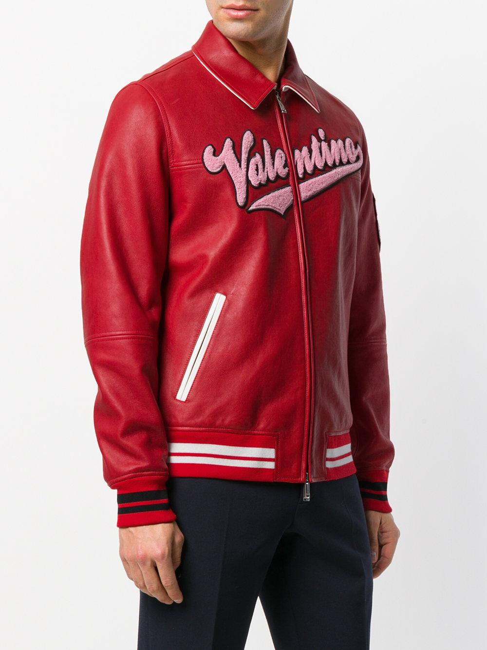 red leather varsity jacket