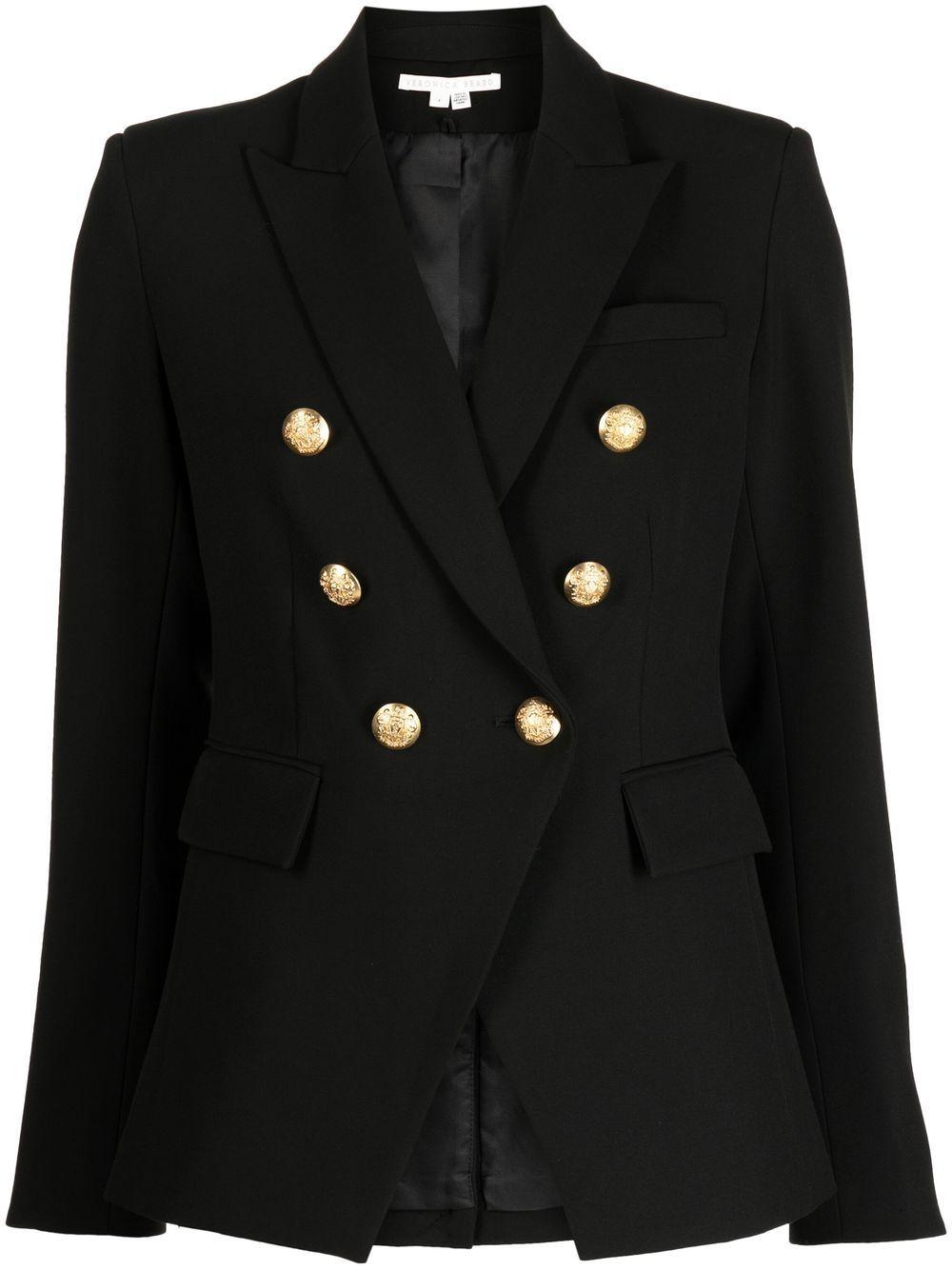 Veronica Beard Double-breasted Golden-buttons Blazer in Black | Lyst
