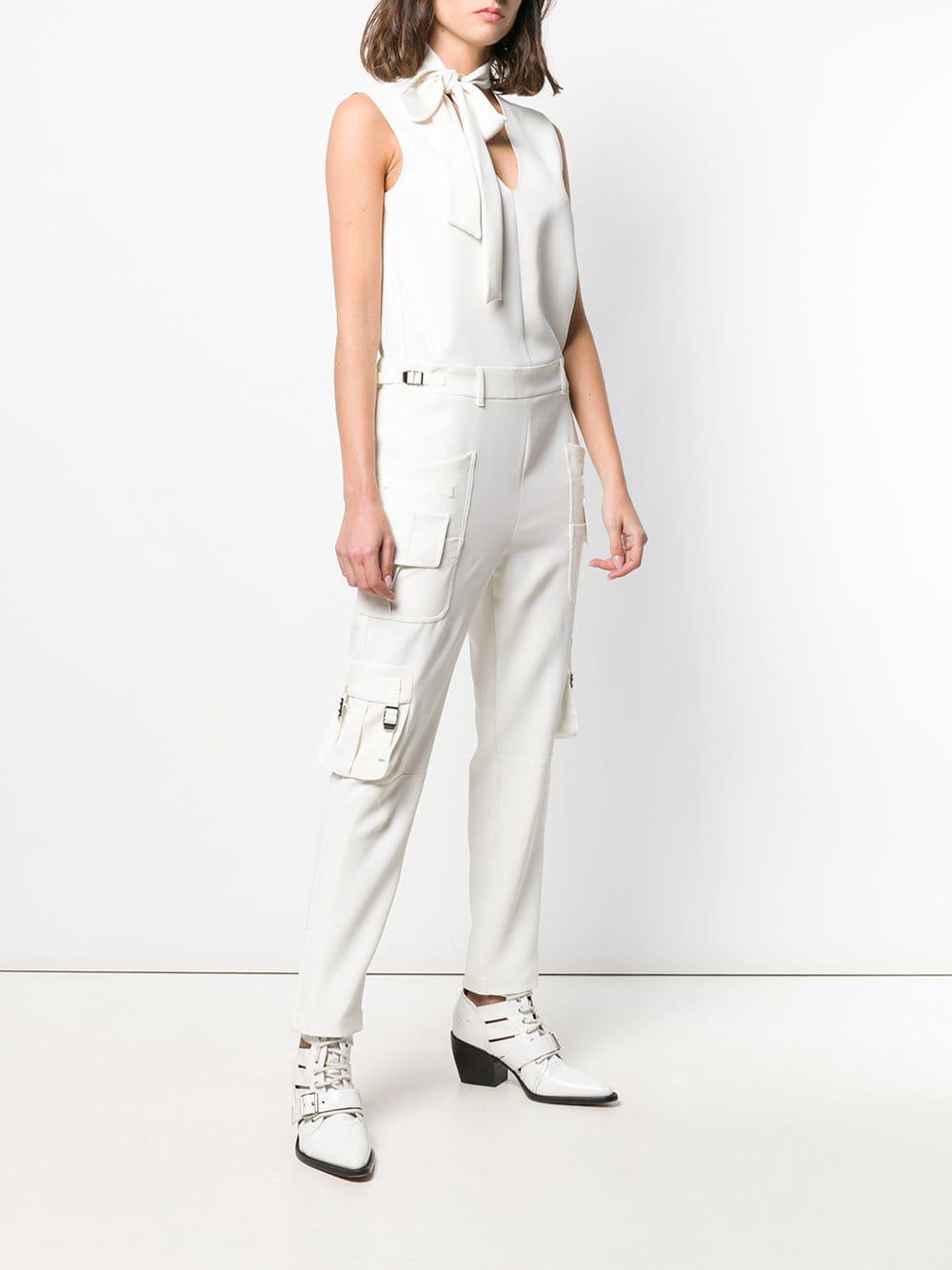 RED Valentino Synthetic Pussy Bow Cargo Jumpsuit in White - Lyst