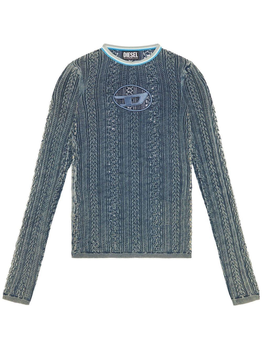 DIESEL Cutout Logo Knitted Top in Blue Lyst
