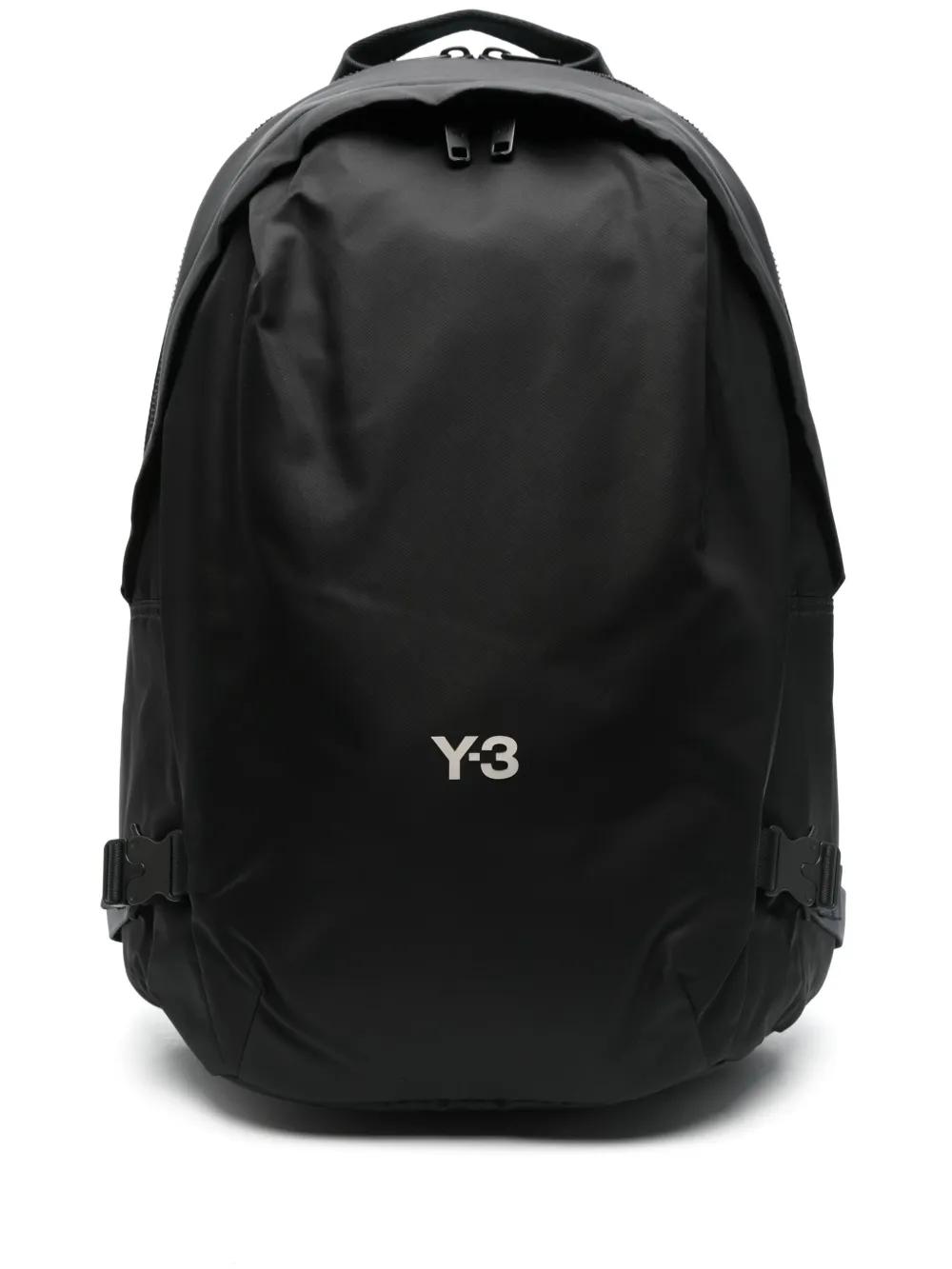 Y-3 ロゴ プリント ジップ バックパック 使いやすい】Y-3 ロゴ プリントジップ カジュアルバックパック