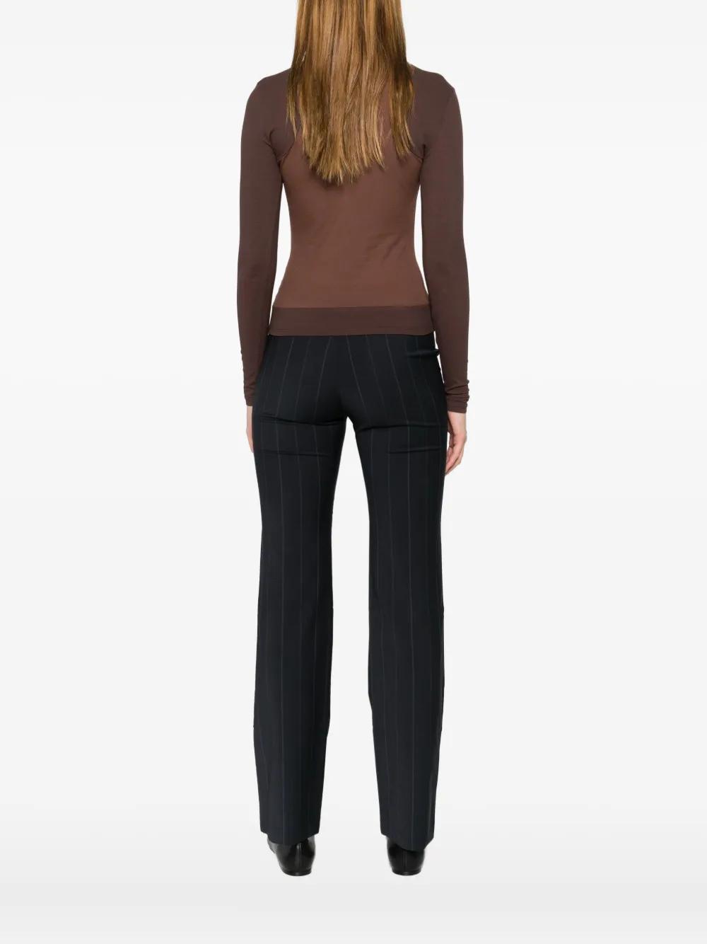 Paloma Wool ブラウン　薄手ニット長袖トップス SUDI-Brown long-sleeved wrap top with a side loop to tie the