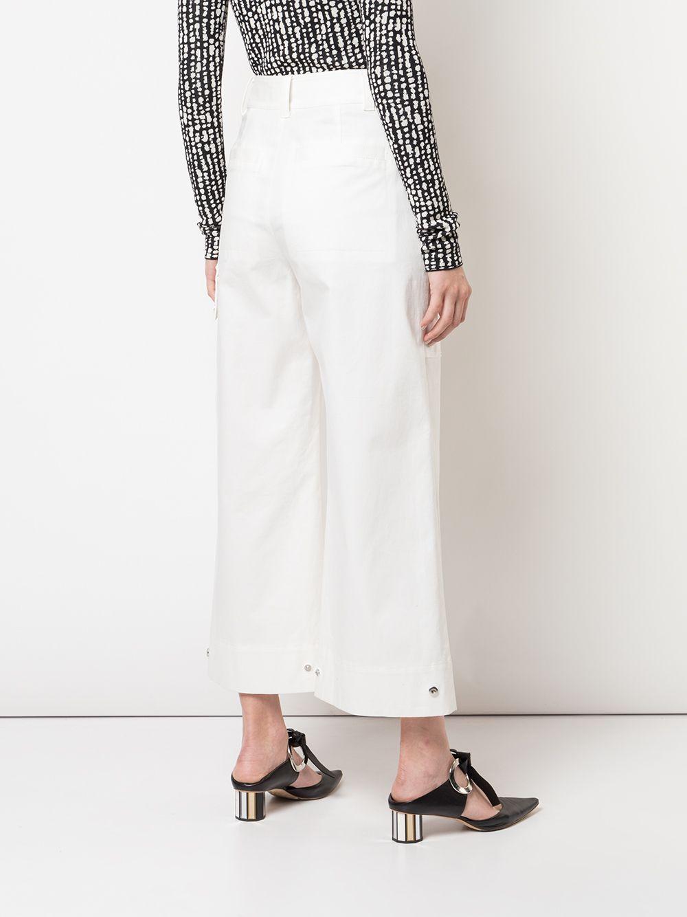 PROENZA SCHOULER WHITE LABEL Cotton Cropped Cargo Trousers in White - Lyst