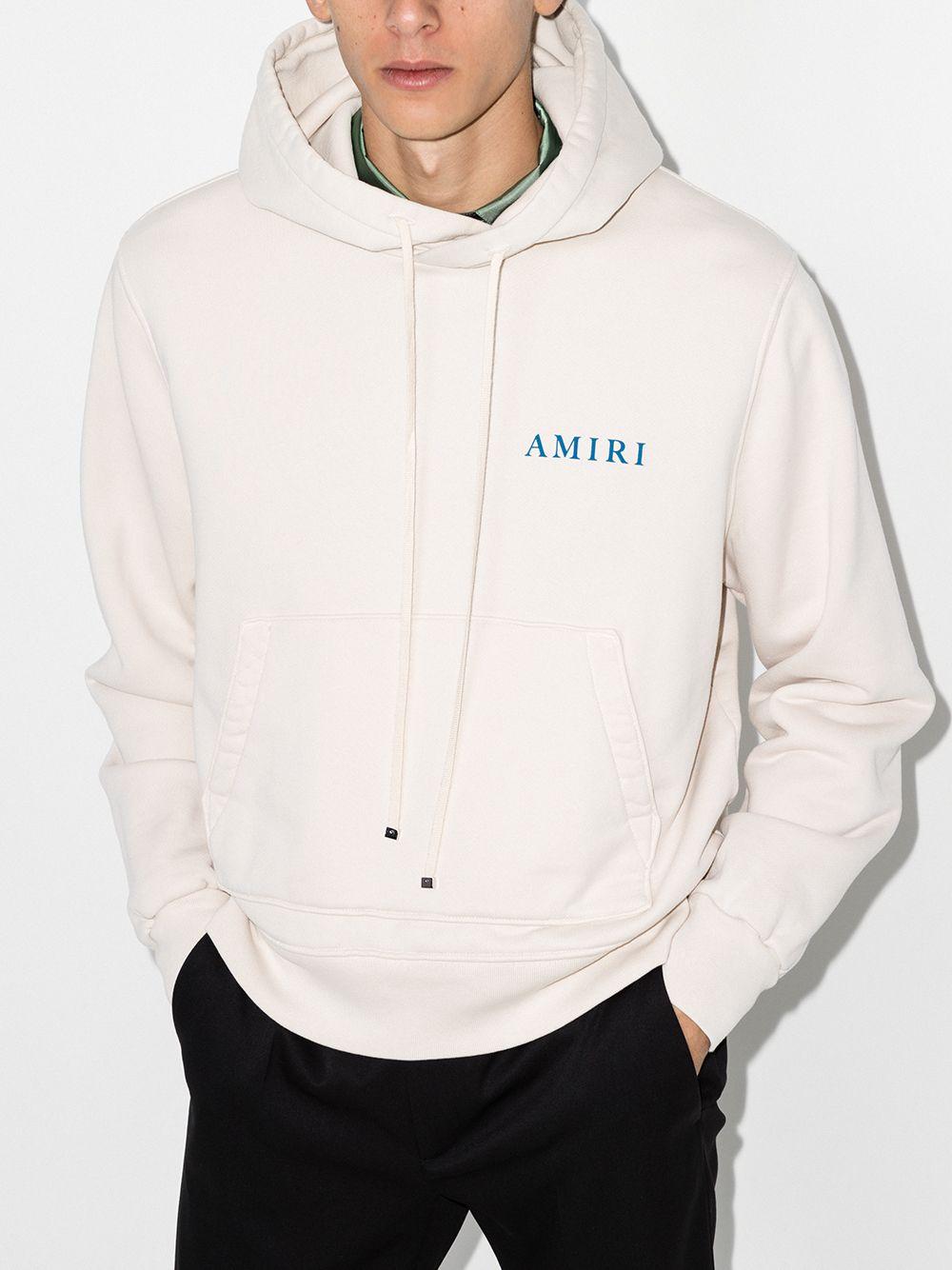 Amiri Logo-print Drawstring Hoodie in White for Men - Lyst