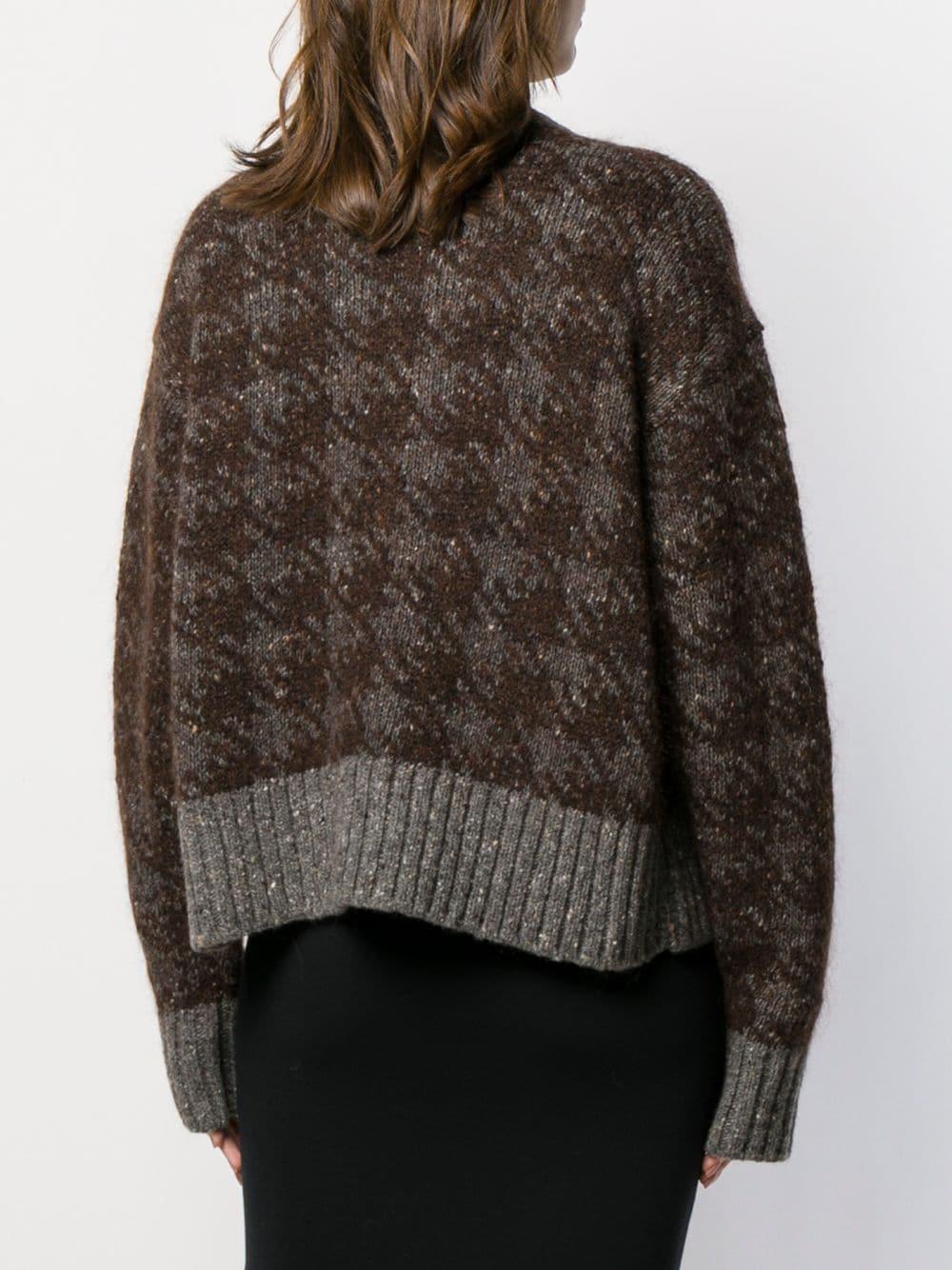 brown houndstooth sweater