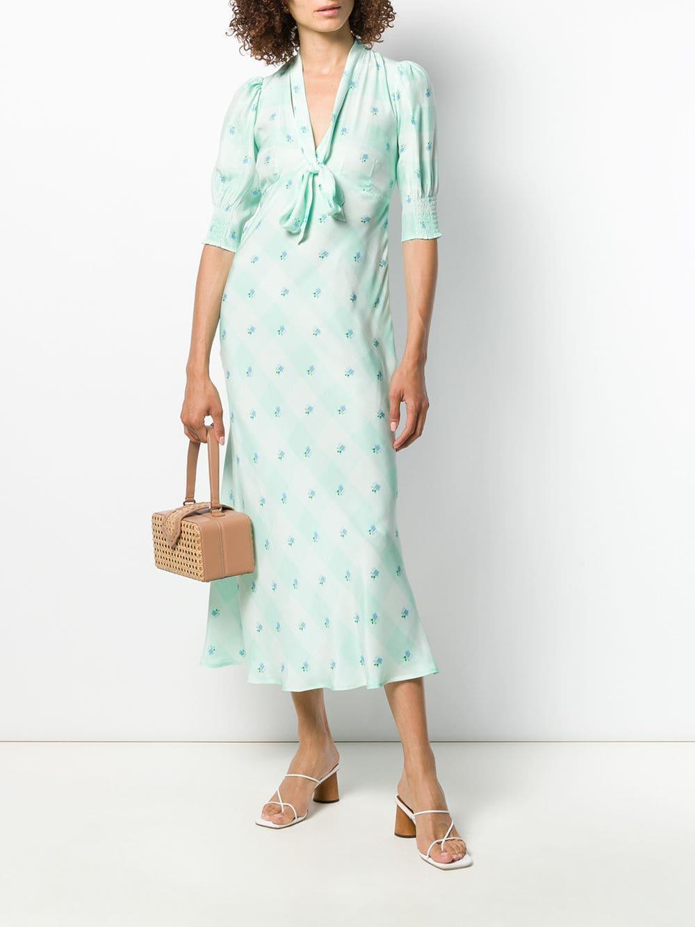 RIXO London Silk Harper Floral Dress in Green - Lyst