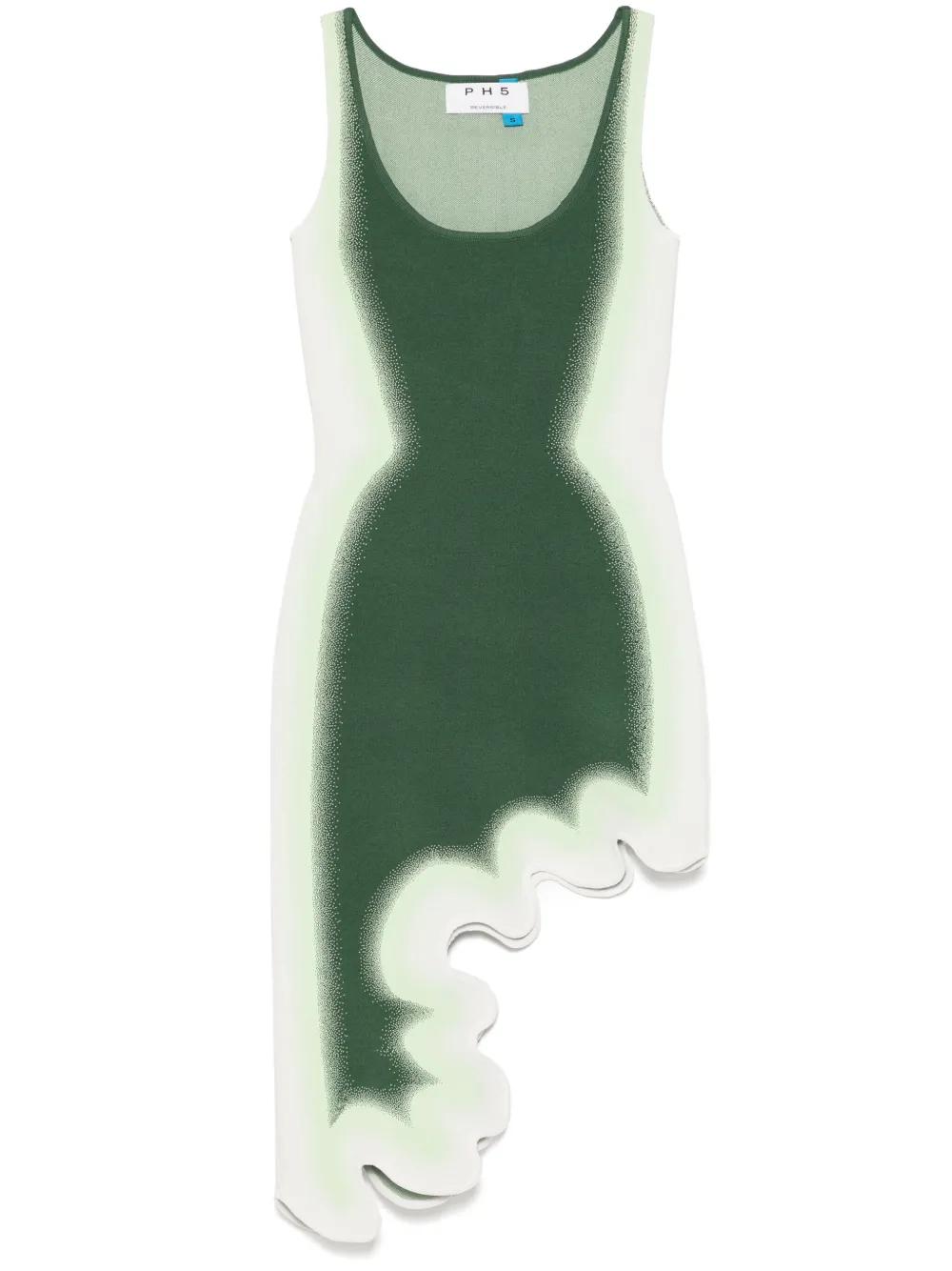 Ph5 Aster Reversible Wavy Asymmetric Dress in Green | Lyst