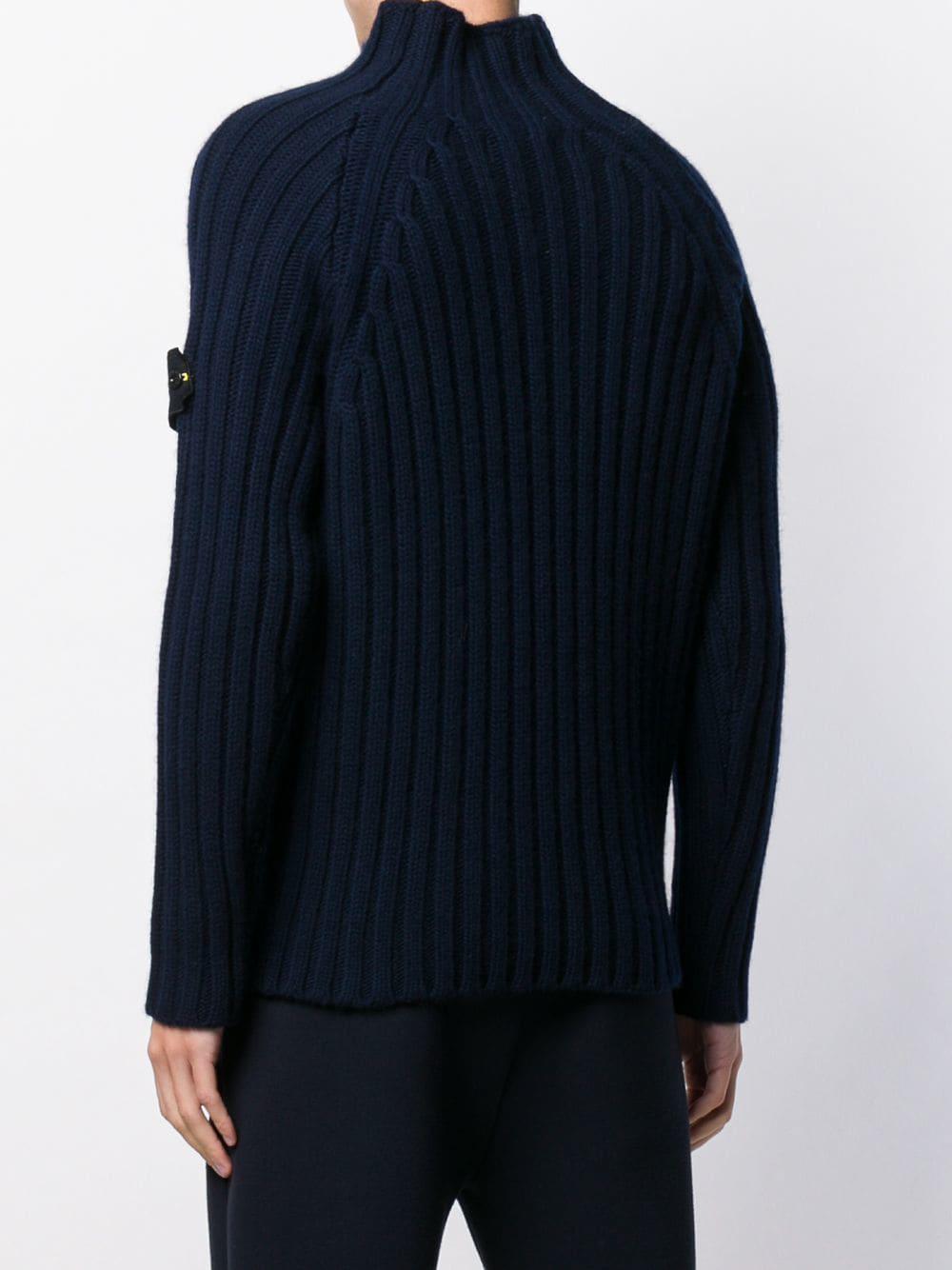 Lyst - Stone Island Chunky Knit Jumper in Blue for Men