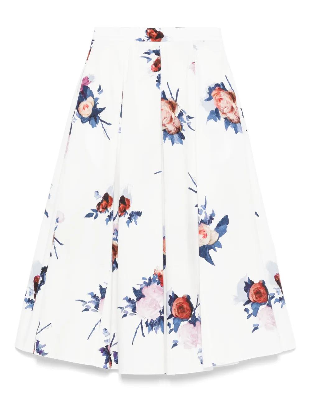 【Erdem】フローラルプリーツコットンミディスカート Erdem スカート通販 - FARFETCH