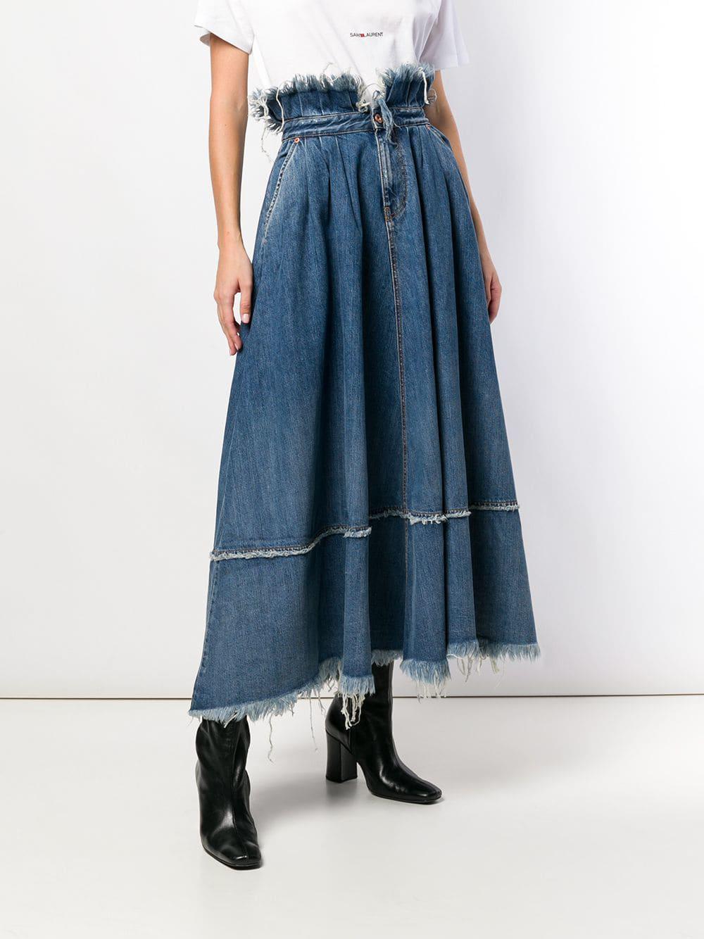 DIESEL Frayed Edge Skirt in Blue | Lyst