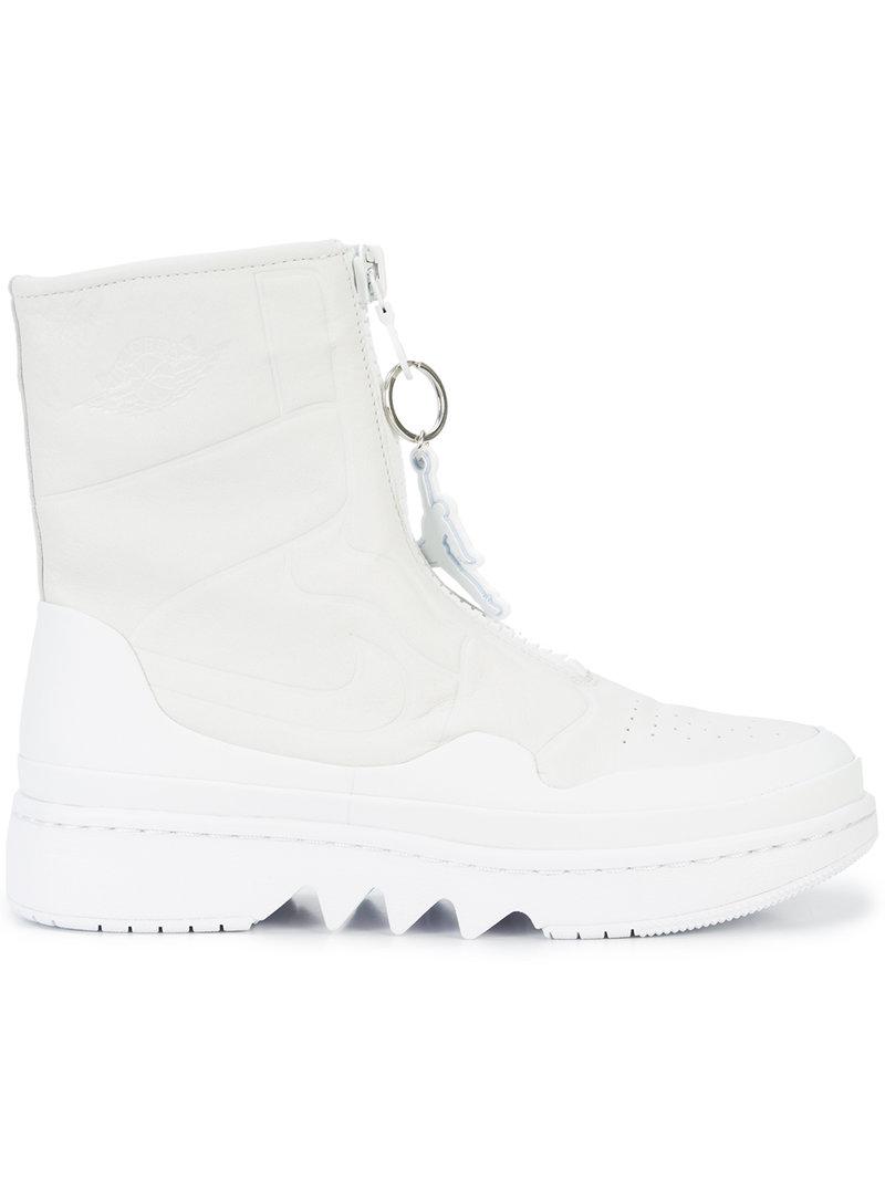 Nike Leather Zipped Hi-top Boots in White | Lyst