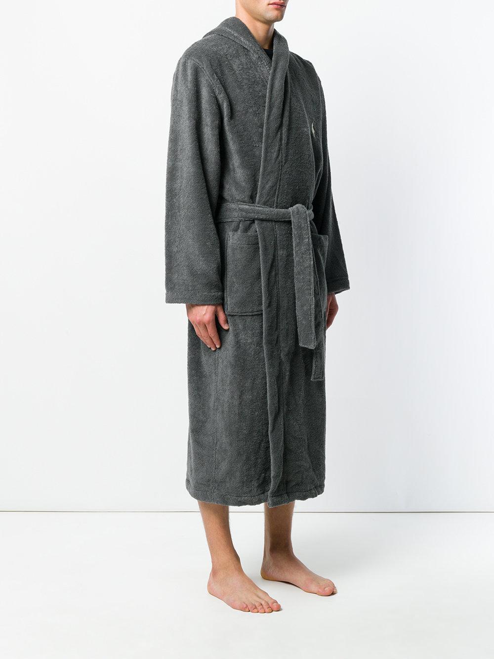 Polo Ralph Lauren Hooded Oversized Robe in Gray for Men | Lyst