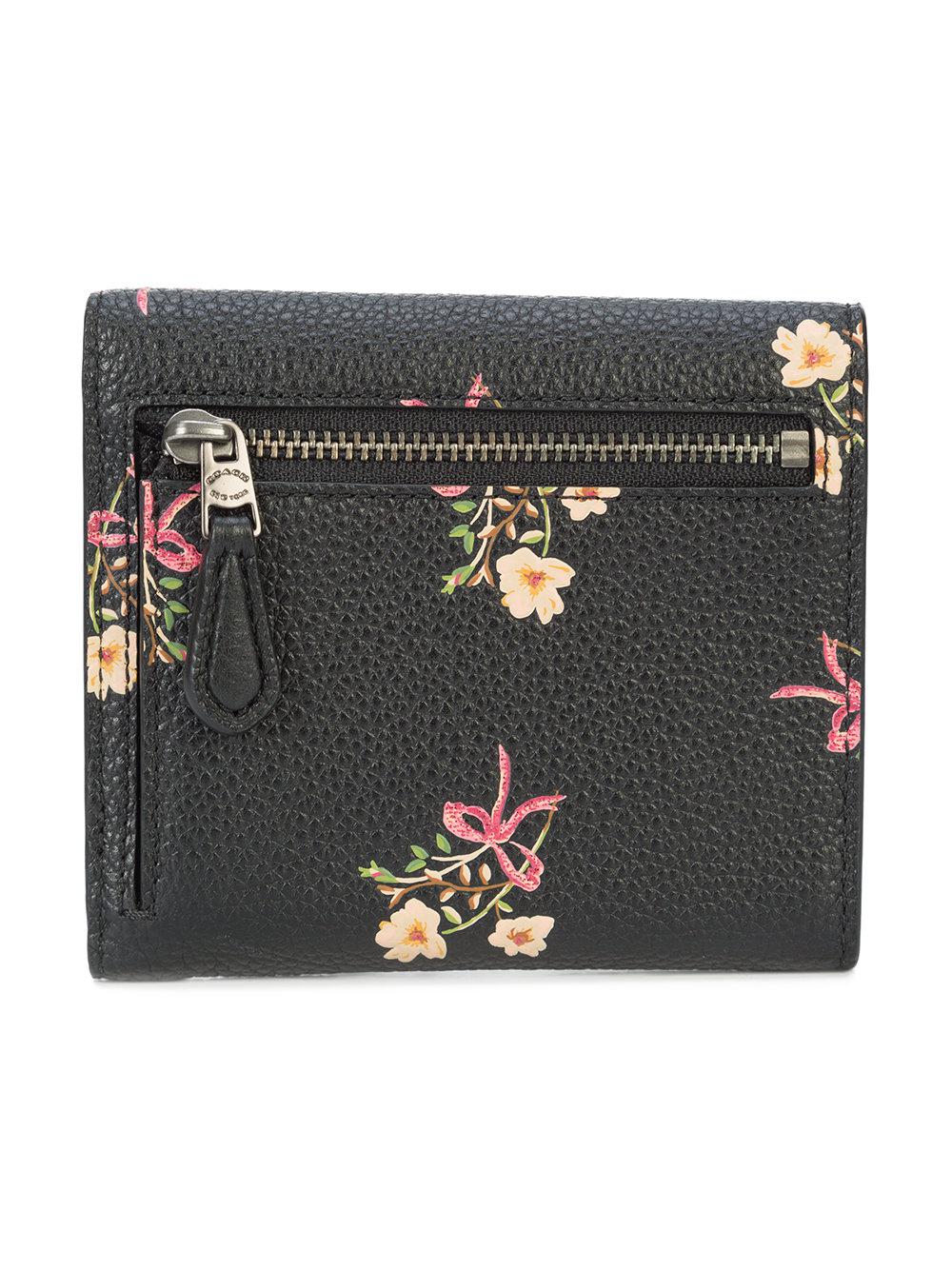 coach black floral wallet
