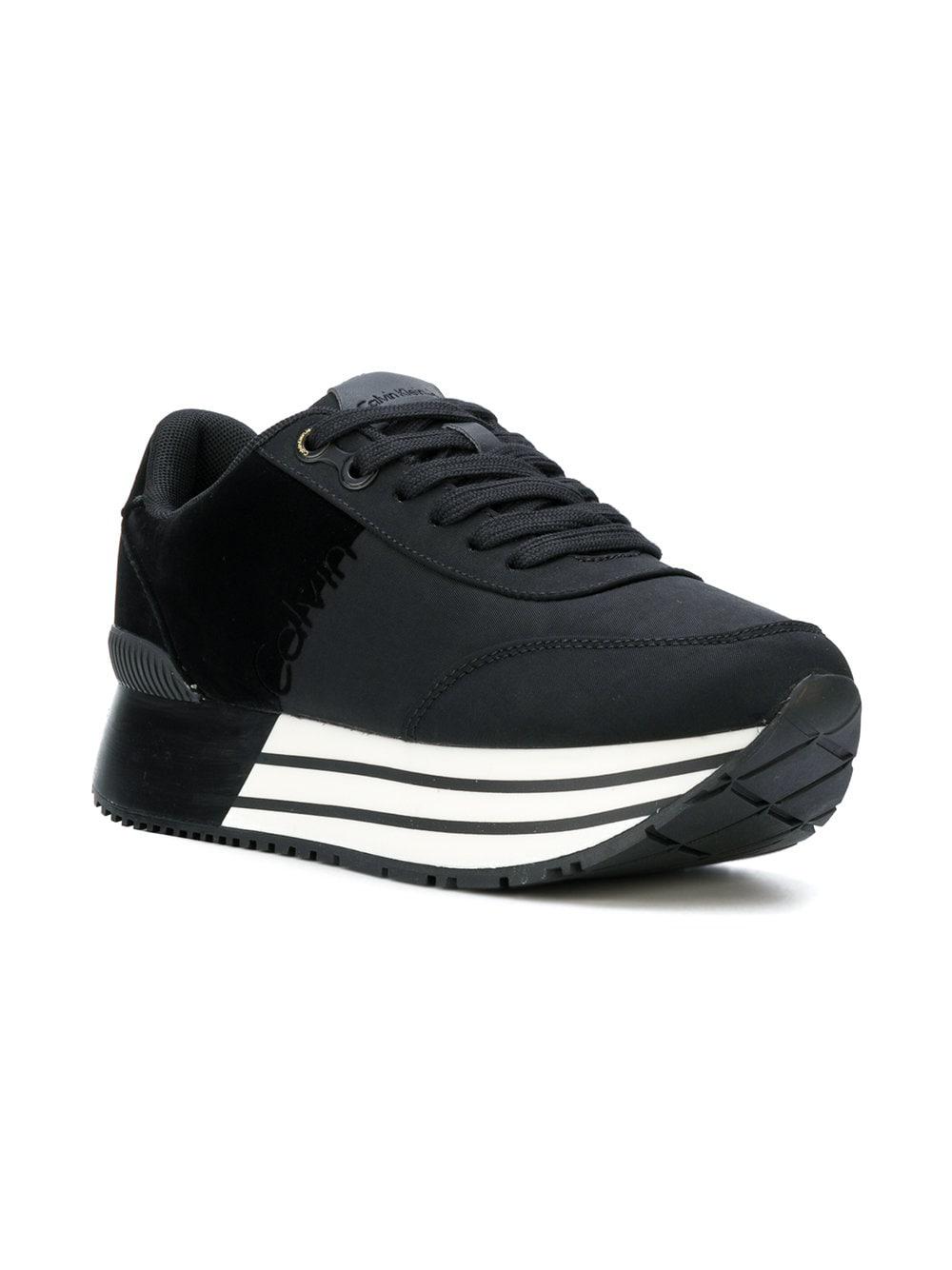 calvin klein black platform boot trainers