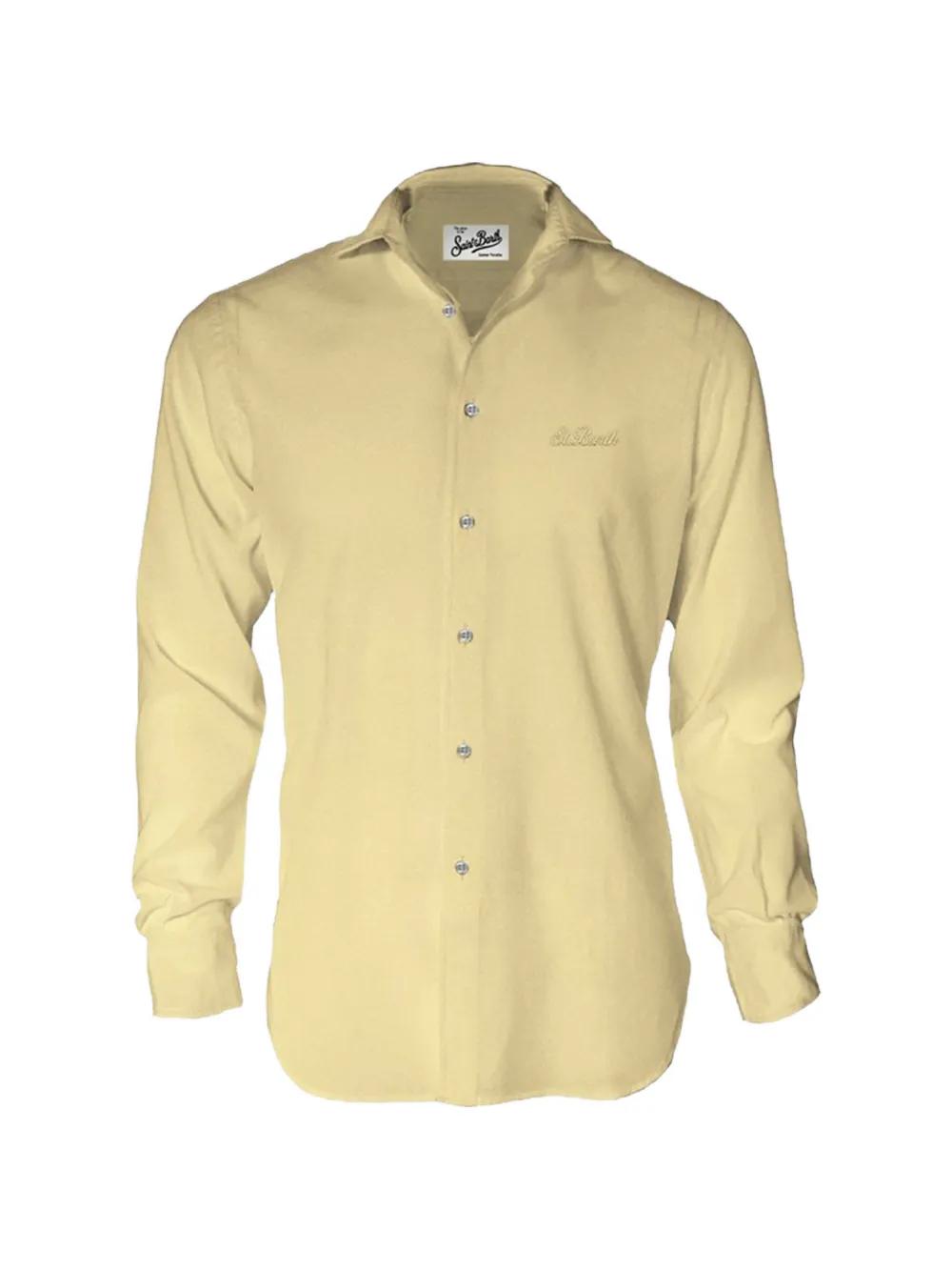 slim fit dress slacks Italian Lombardo Lemon Yellow Shirt – StudioSuits main image 1