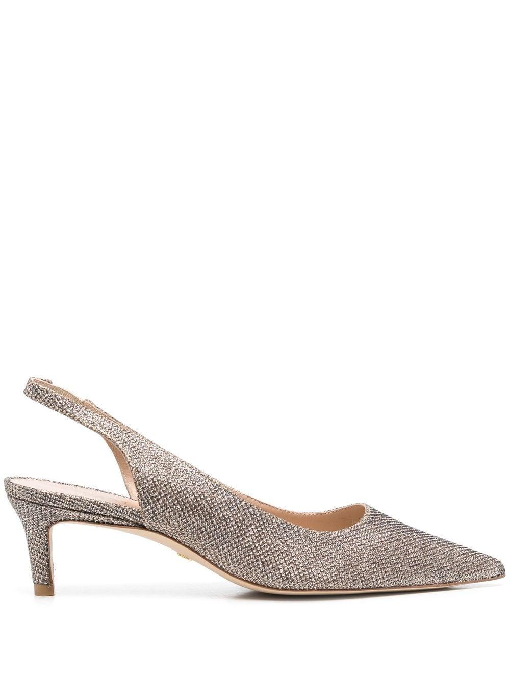 Stuart Weitzman Glitter Slingback Pumps in White | Lyst