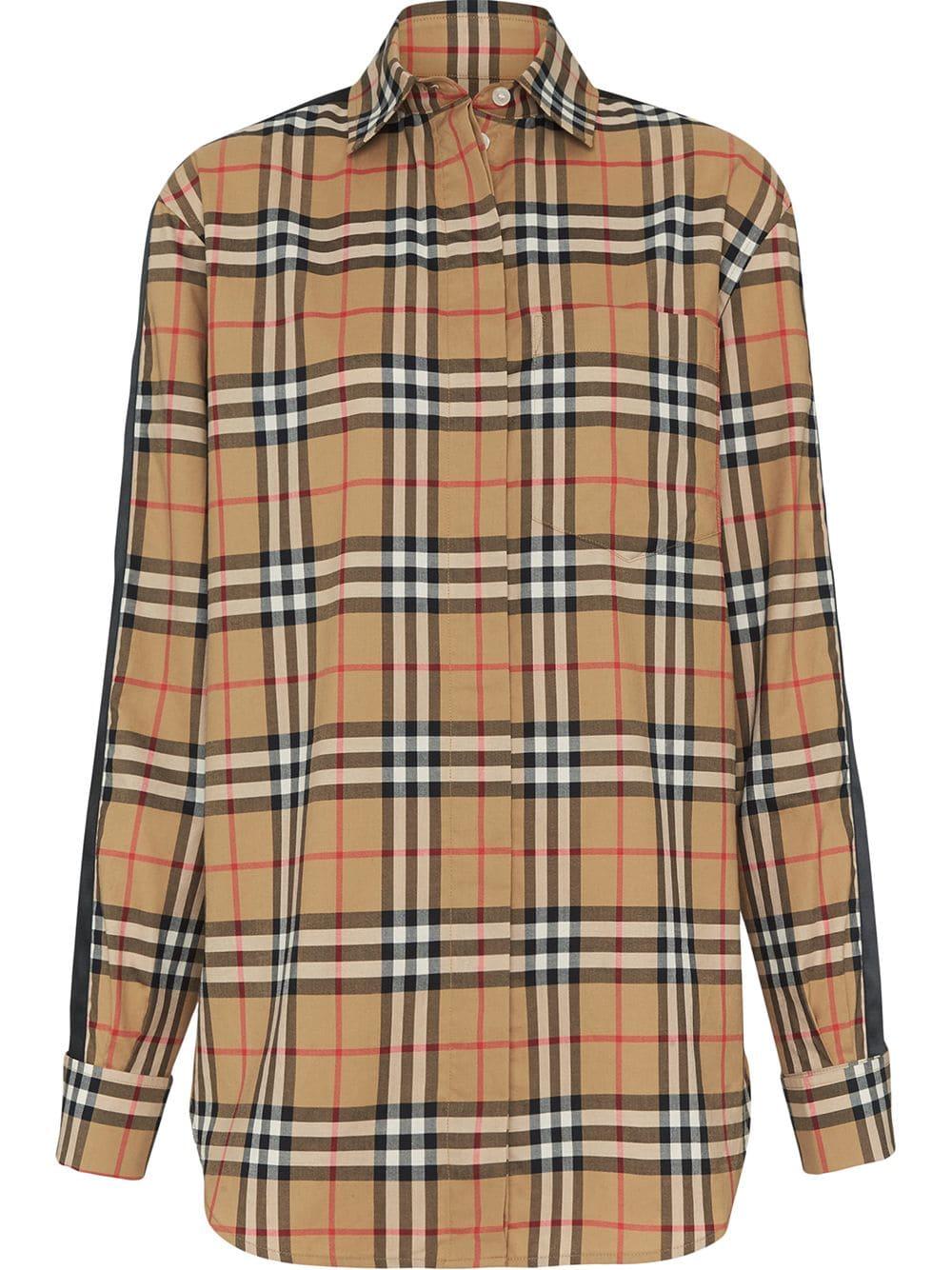Burberry Satin Stripe Check Shirt in Yellow - Save 43% - Lyst