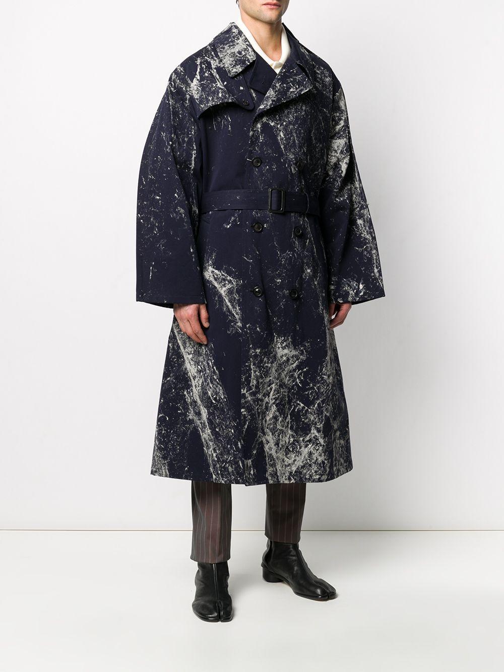 Maison Margiela Painted Trench Coat in Blue for Men - Lyst