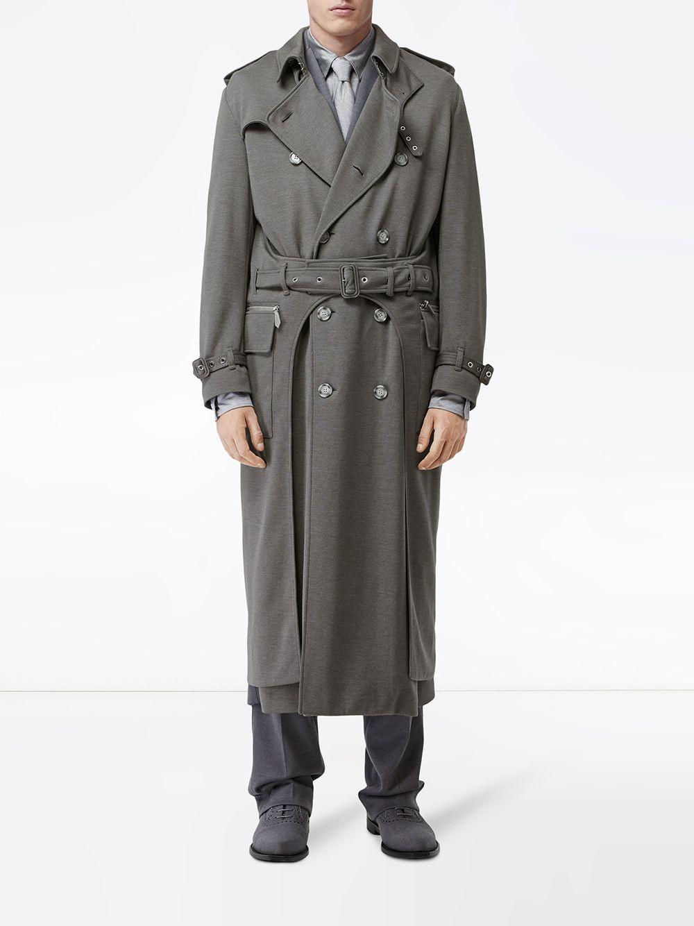 Burberry Cargo Pocket Detail Cashmere Silk Trench Coat in Grey (Gray ...