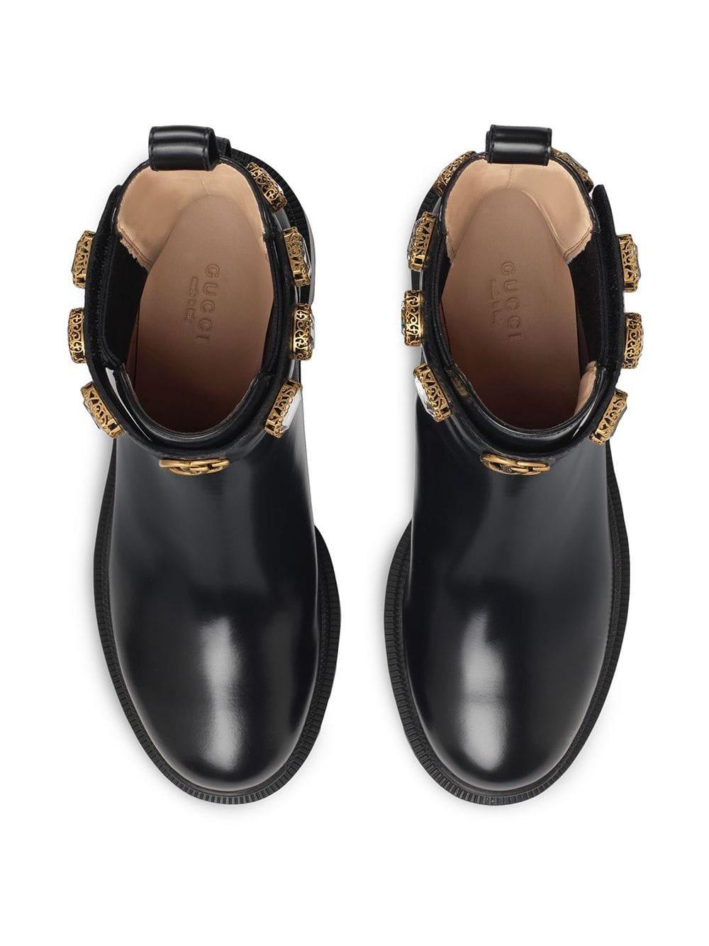 gucci leather ankle boot with belt used