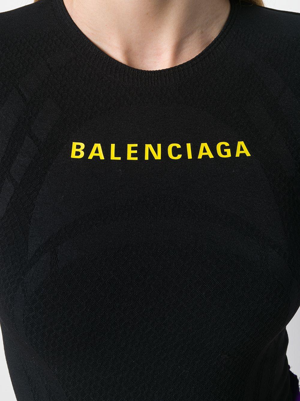 Balenciaga Printed Textured Stretch-jersey Top, Plain Pattern in 