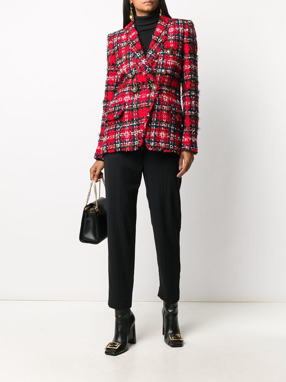 Balmain Doppelreihiger Tweed-Blazer in Rot | Lyst AT